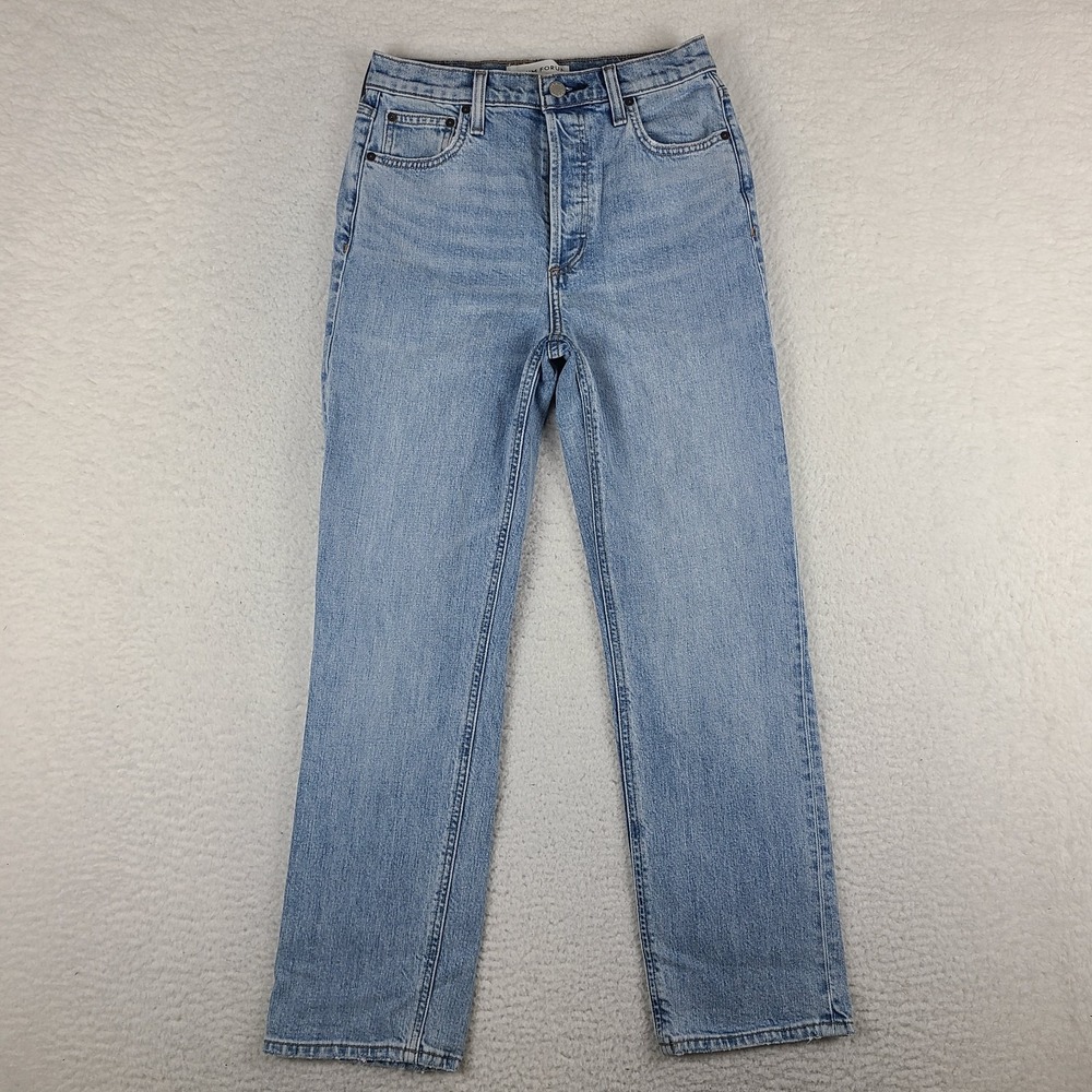DENIM FORUM Jeans Womens 26 Blue The Arlo High Rise Straight 28L Light Wash